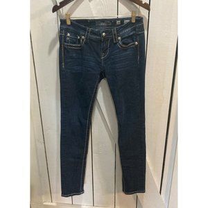 Miss me mid-rise easy skinny jeans medium wash bling pockets 26